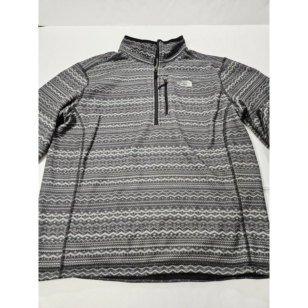 The North Face TNF Mens L Large Fleece 1/4 Zip Aztec Pullover Lightweight Jacket